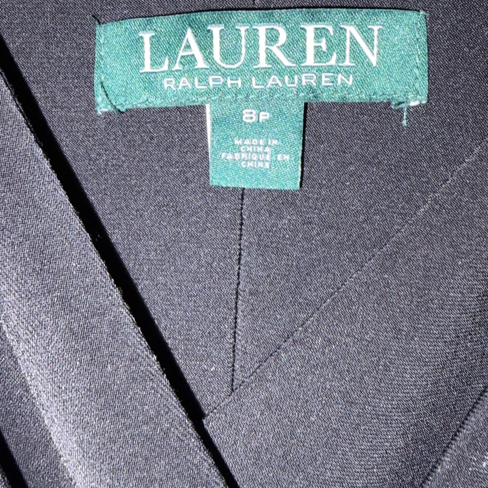 Lauren Ralph Lauren Black Faux Wrap Jersey Midi Dress Petite 8P - Picture 4 of 5